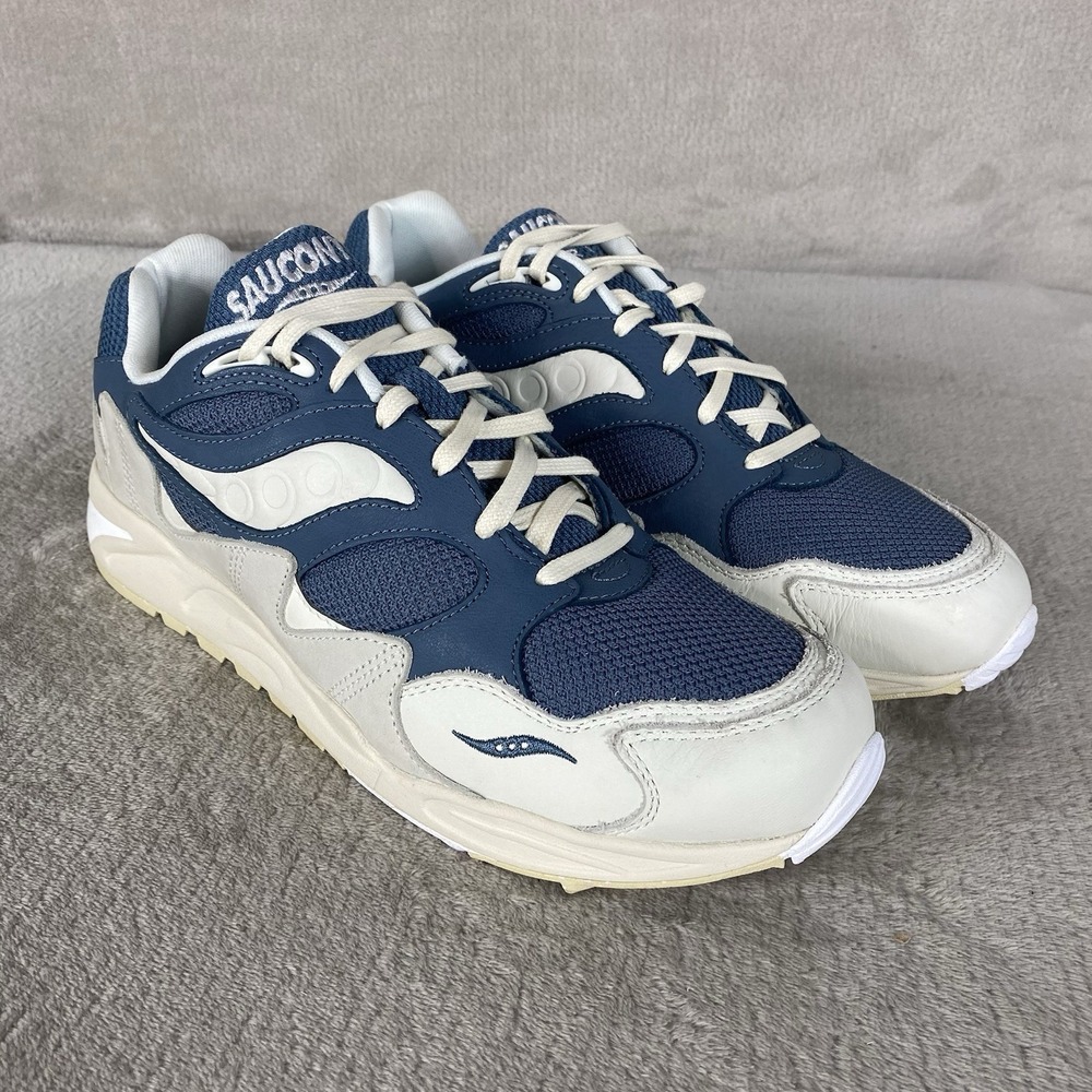 Saucony Grid Shadow 2 Lux Mens Shoes Size 13 Blue White Suede Sneakers NEW